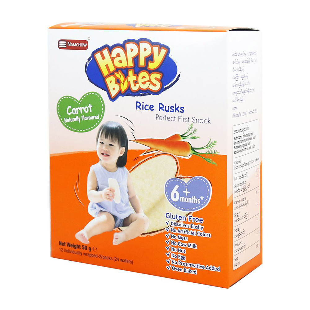 Happy Bites Rice Rusks Carrot 50G