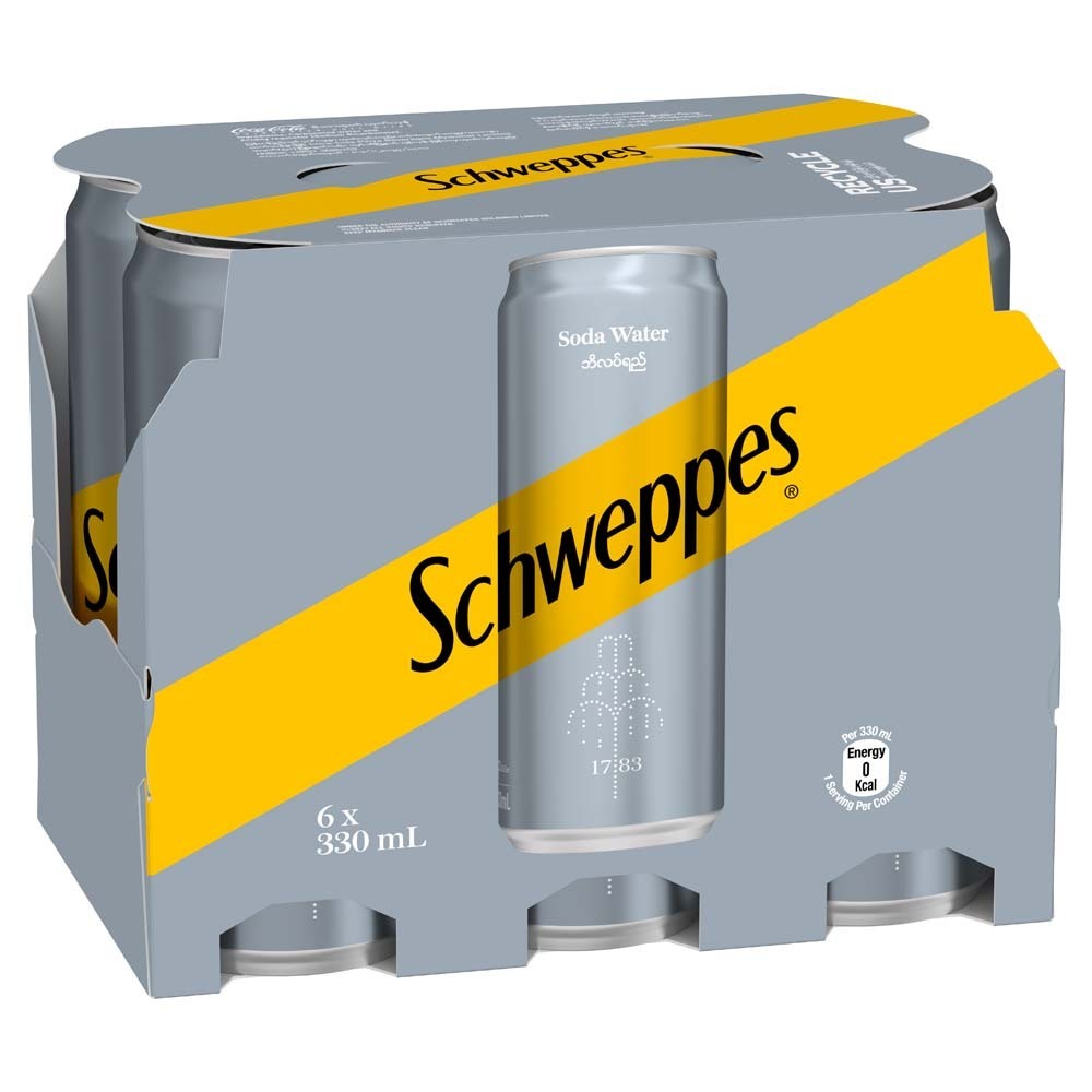 Schweppes Soda Water Carbonated Soft Drink 330MLx6PCS