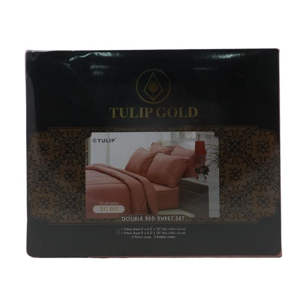Tulip Gold Bed Sheet 5PCS 6x6.5FTx13IN TG002 (Fit)