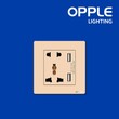 OPPLE F021685-Switched SKT-2USB-GL-5P-16A (Gold) Switch and Socket (OP-29-116)