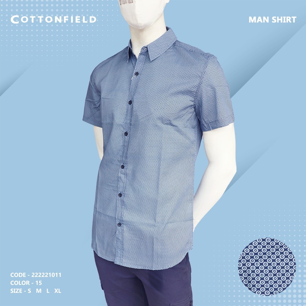 Cottonfield Men Short Sleeve Printed Shirt C15 (Large)