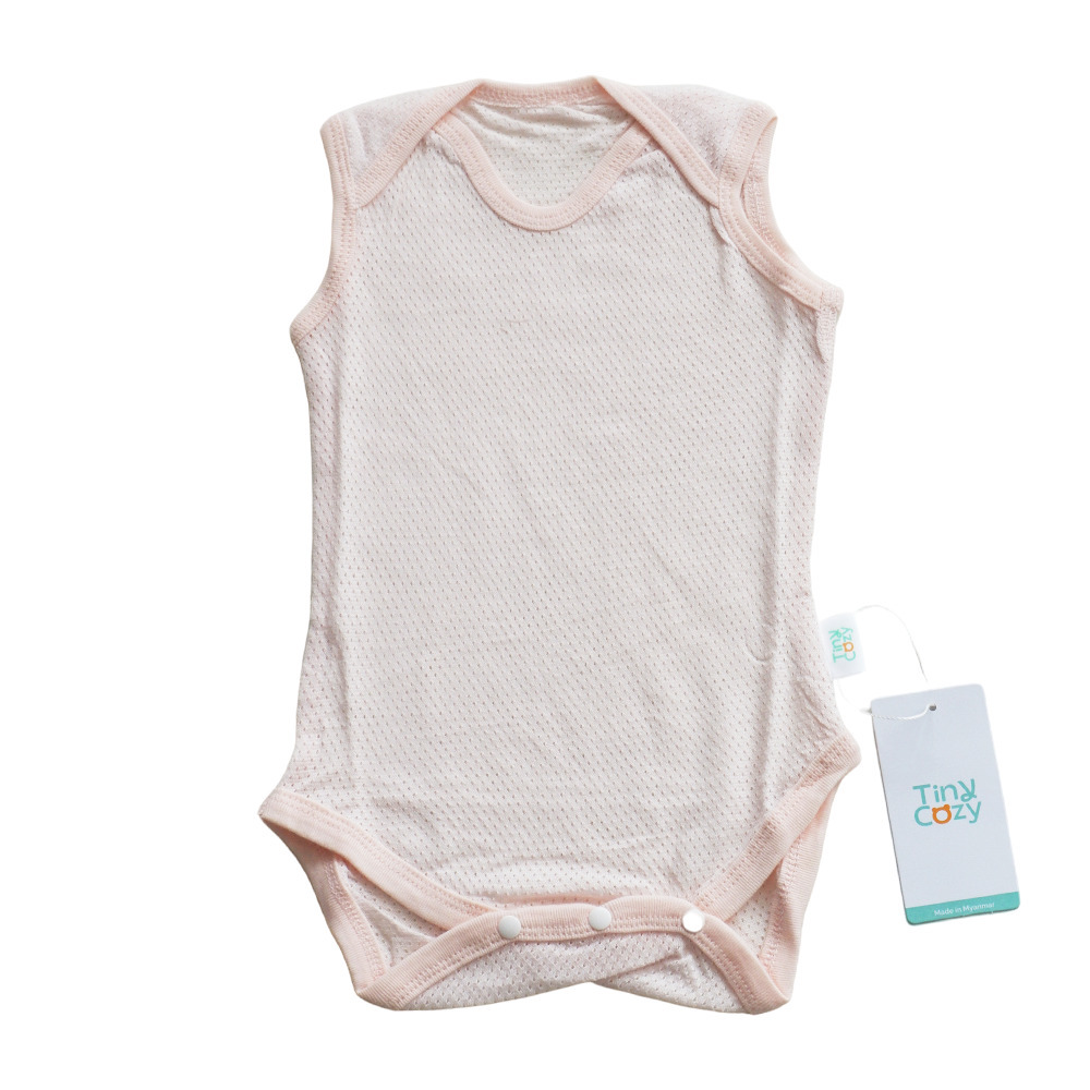 TC2016M Tiny Cozy Airy Cotton Body Suite (Sleeveless) Pink