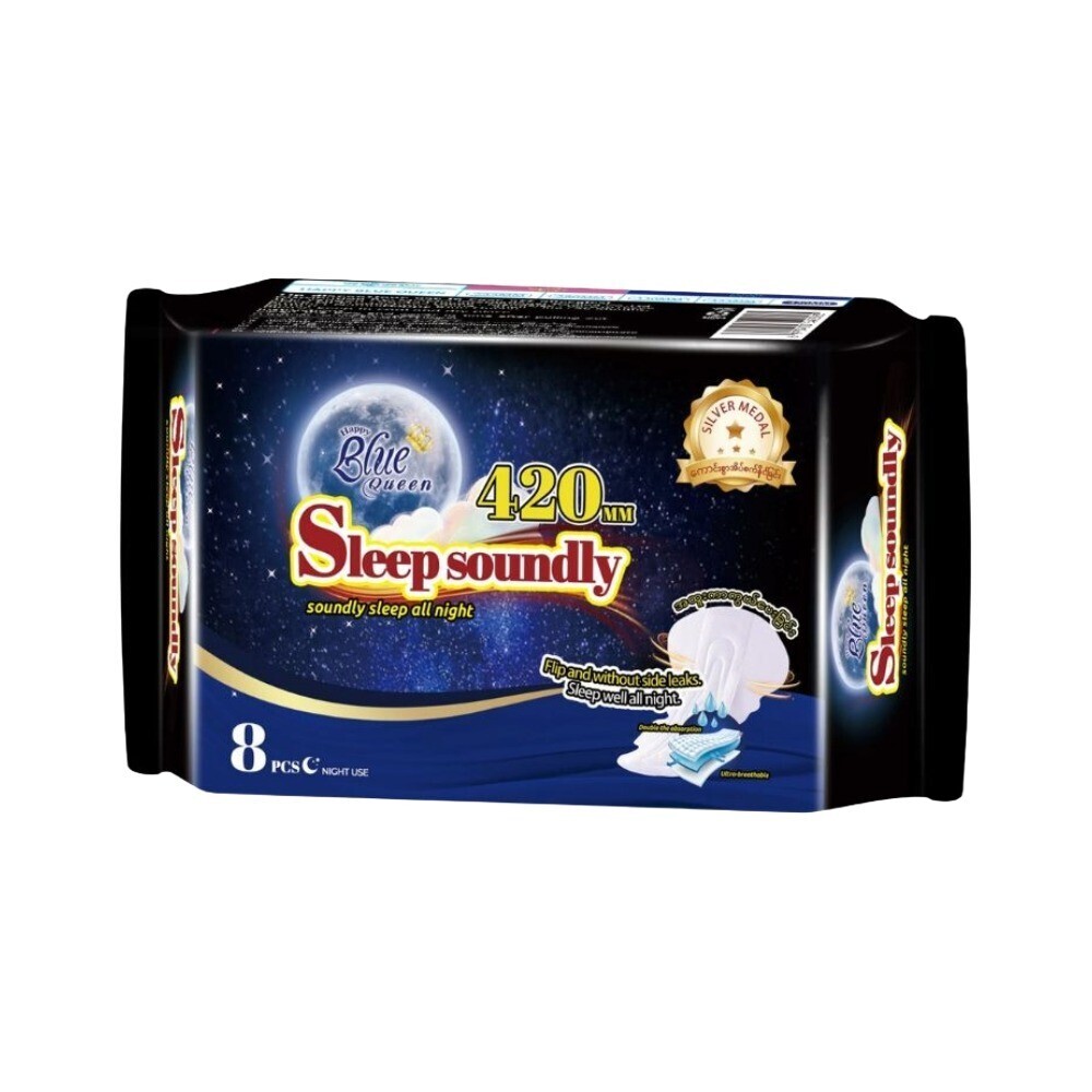 Blue Queen Sleep Soundly Night Sanitary Napkin(420mm x 8PCS)