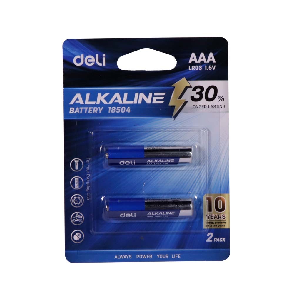 Deli Alkaline Battery AAA LR03 2PCS No.18504