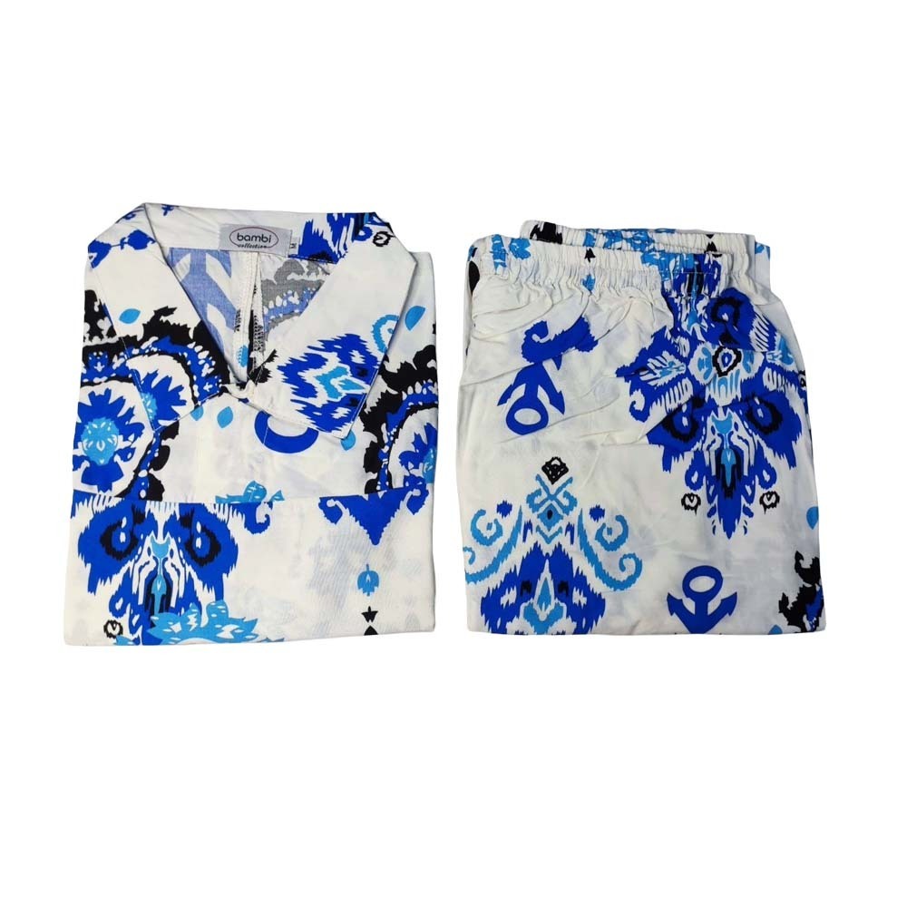Bambi Womenwear BKK Spun Kanote Oneset D-1 S/L Blue AA0060XL