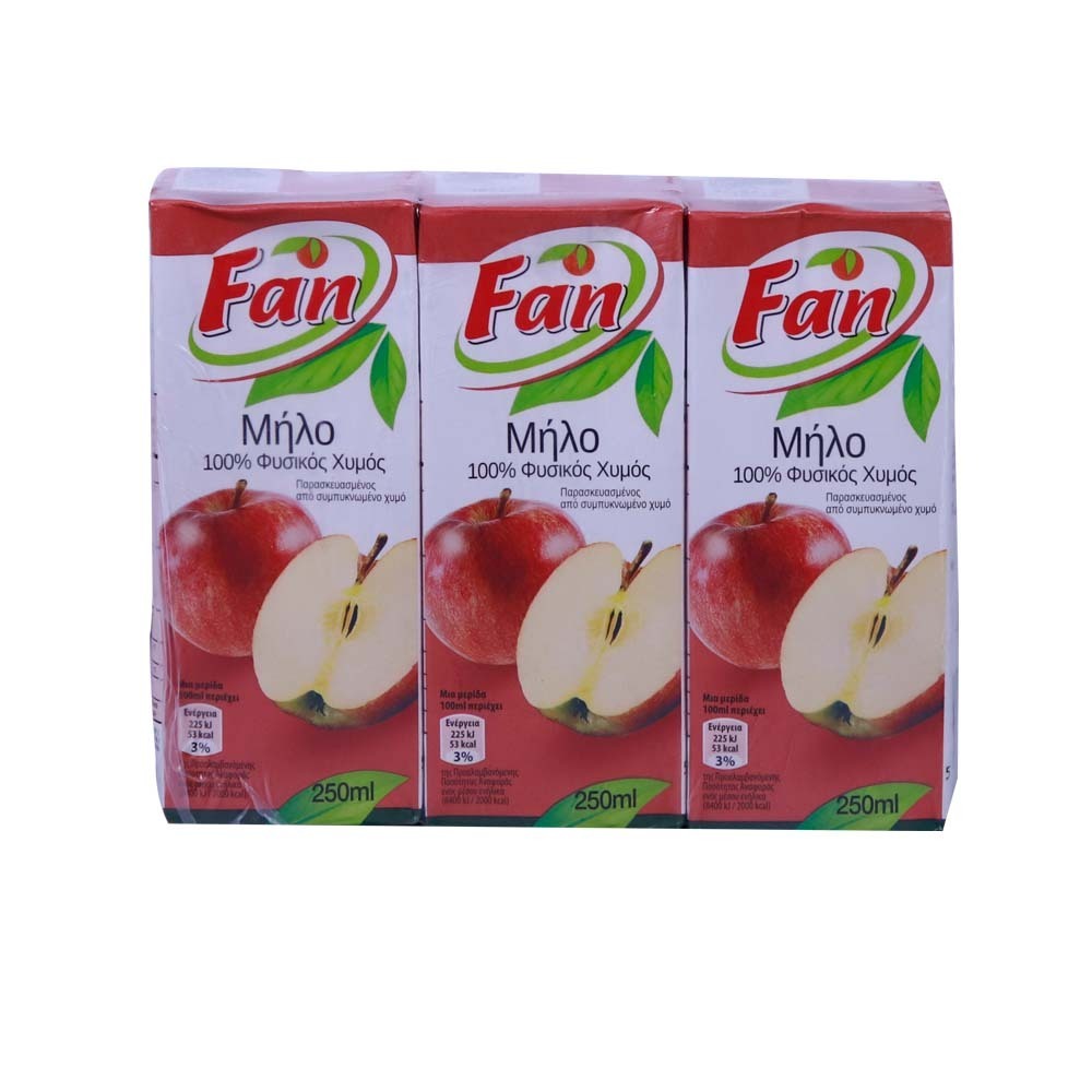 Fan 100% Fruit Juice Apple 250ML x 3PCS