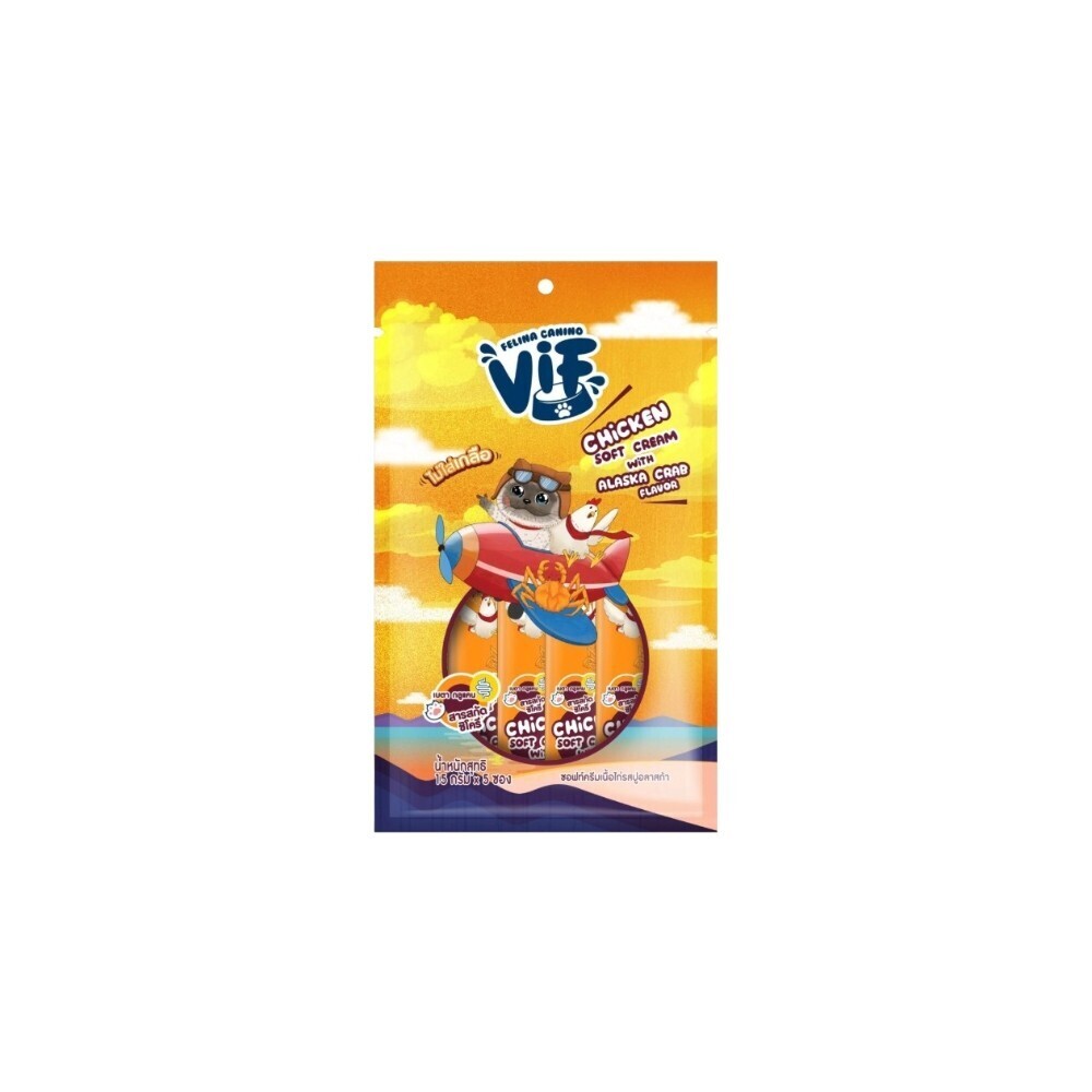 Felina Canino Vif Soft Cream Stick 75G (15Gx5PCS) Chicken With Alaska Crab