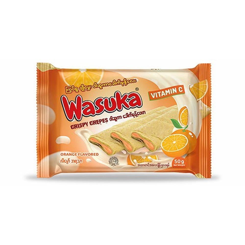 Wasuka Crispy Crepes Orange Flavour 50G
