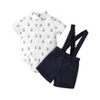 Baby Boy Allover Anchor Print Short-Sleeve Romper And Solid Suspender Shorts Set 2PCS 20590587