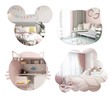 Beauty House Wall Mirror Sticker Random Color 30cm