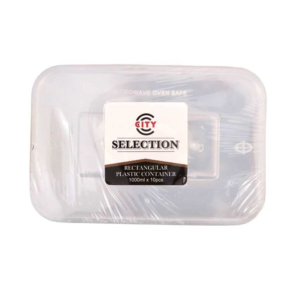 City Selection Plastic Rect Container 1000ML 10PCS