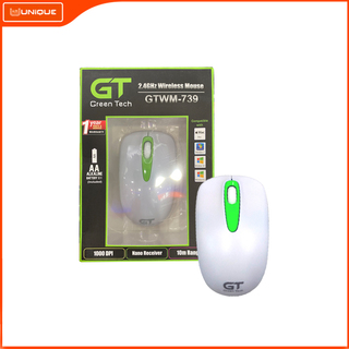 GTWM-739 Wireless Mouse L102 X W60 X H39MM (White+Light Green) 082016