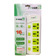 Power Plus 4 Way Socket (4Switch+5Meter) White+Green PPE400I5M
