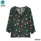 The Ori Women Long Sleeve Top LBD022 Deep Green Floral Spot (Small-38)