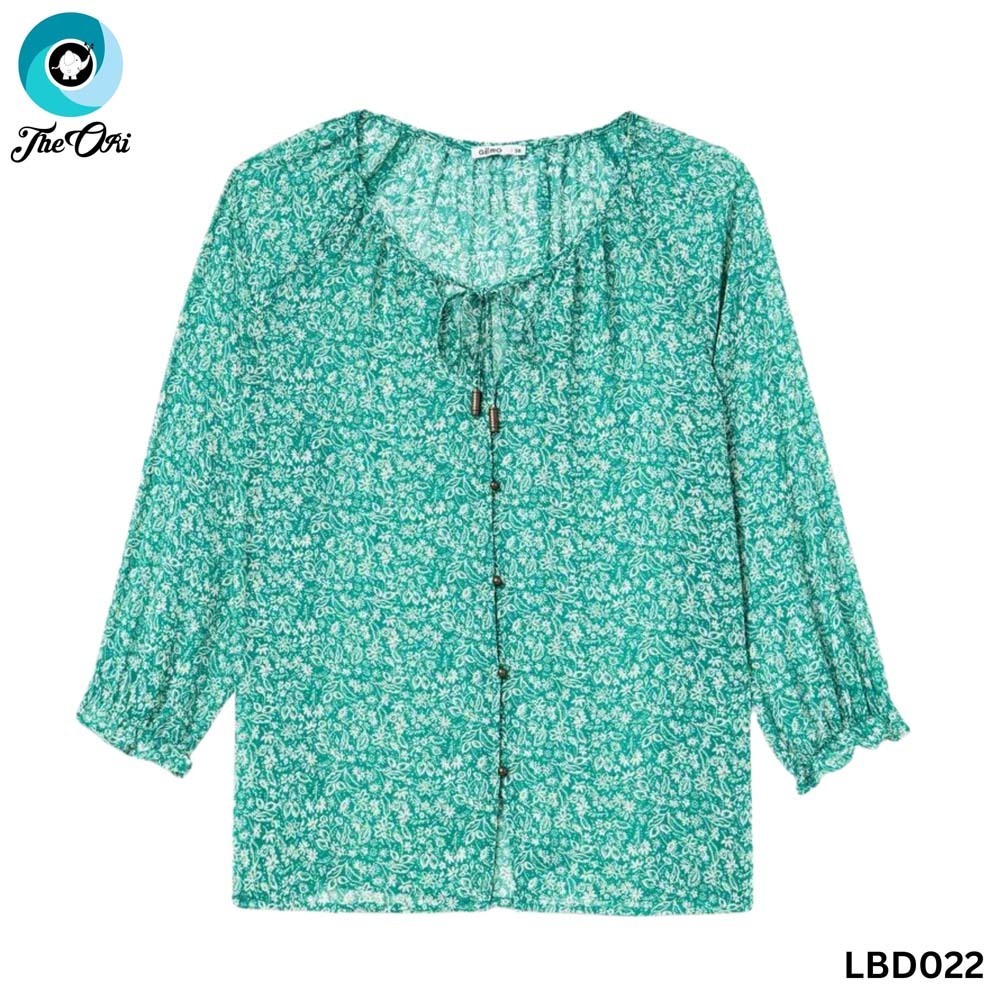 The Ori Women Long Sleeve Top LBD022 Light Green Floral (XXL-48)