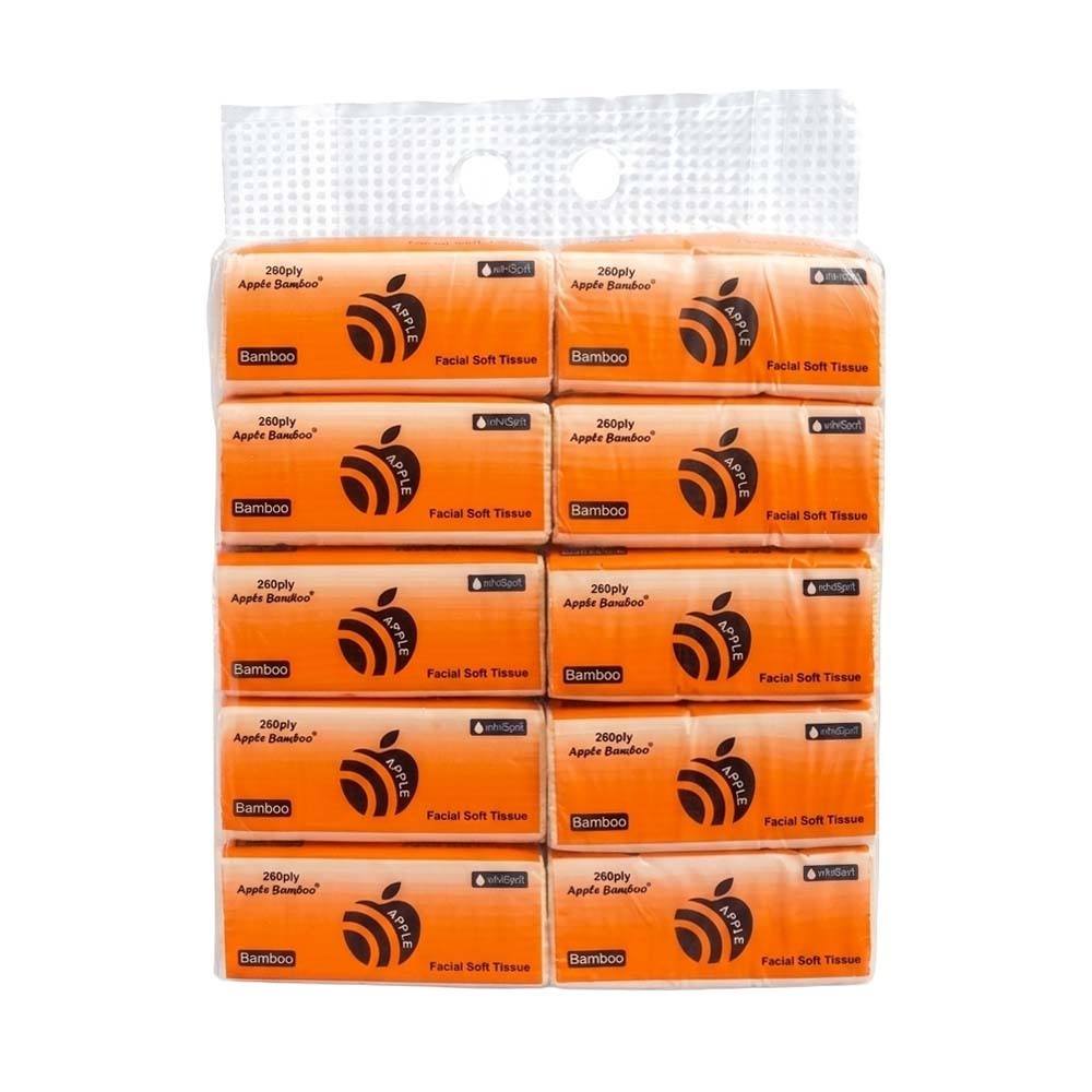 Apple Bamboo Facial Soft Tissue 260 Sheets x 10PCS