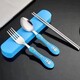Kids Stainless Steel Spoon, Fork & Chopstick Set Blue