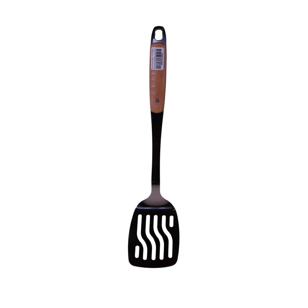 FF Steel Slotted Turner With Wooden Handle