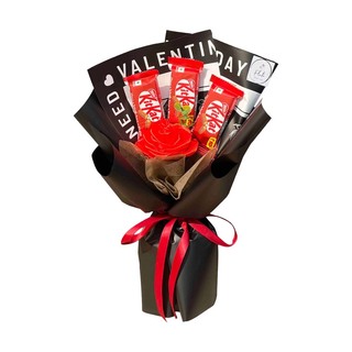 Handmade Artificial Rose & 3KitKat Chocolate Bouquet (Black)