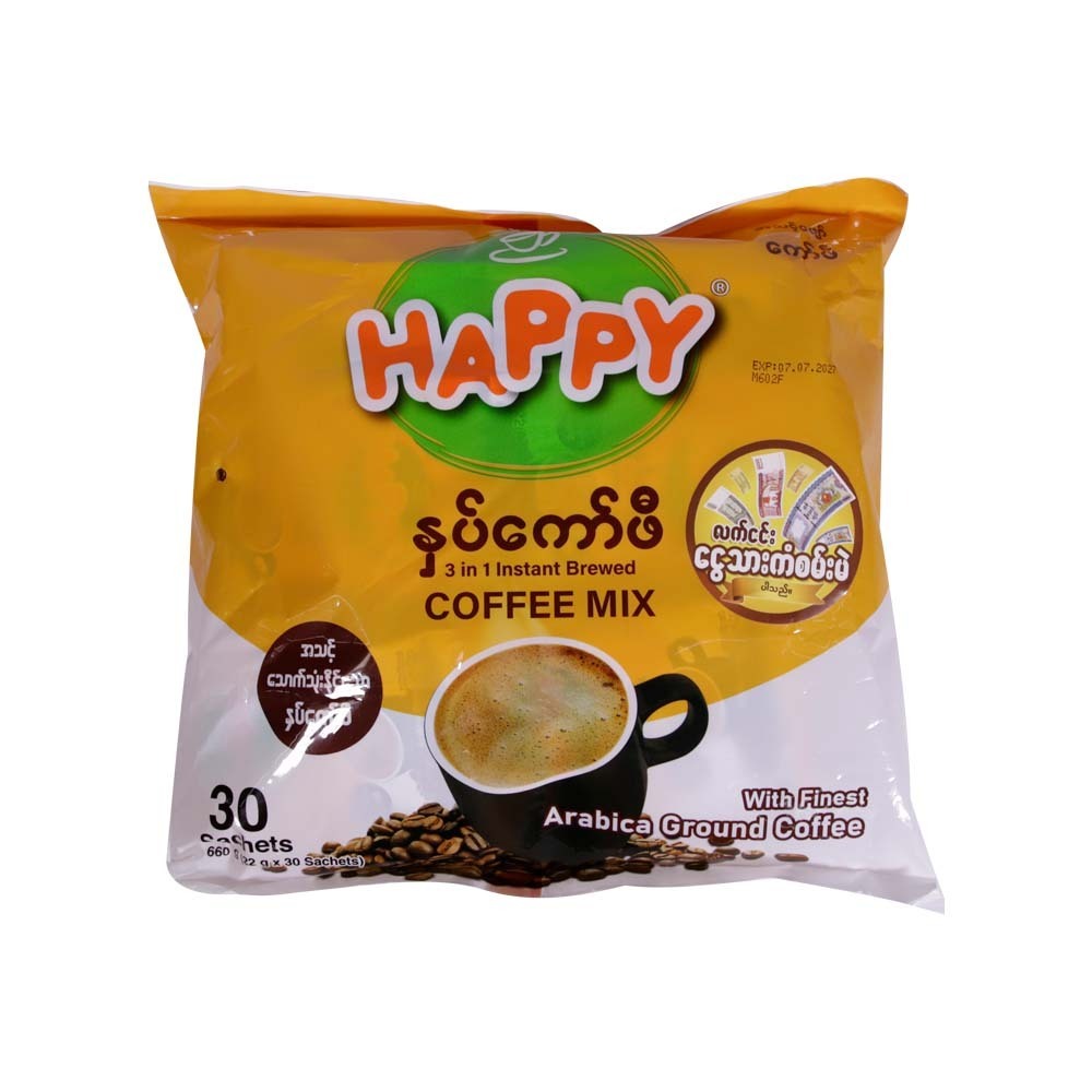 Happy 3 in 1 Brewed Coffeemix 30PCS 660G (Hnat Kaw)