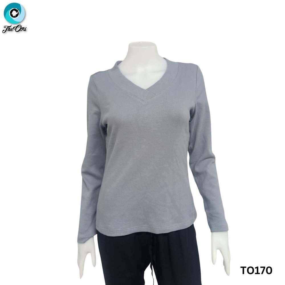 The Ori Women Long Sleeve Top Gray TO126A Extra Small