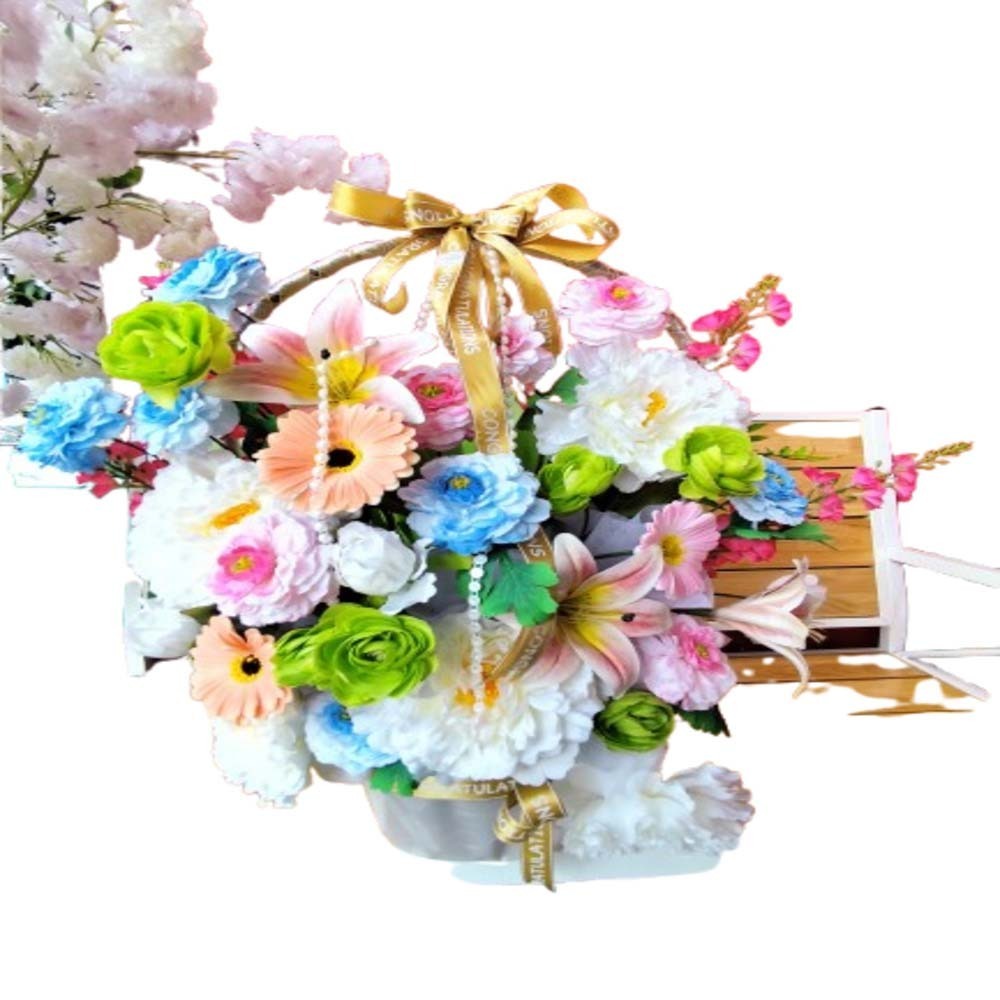 Floral District Mix Artificial Flower Basket Bouquet