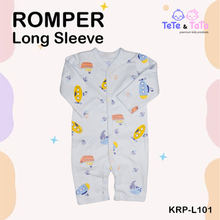 Te Te & Ta Ta Long Romper Short Sleeves White 3-6 Months (3Pcs/1Set) KRP-L101