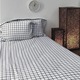 S&J Double Bed Sheet White double line checked  SJ-01-18