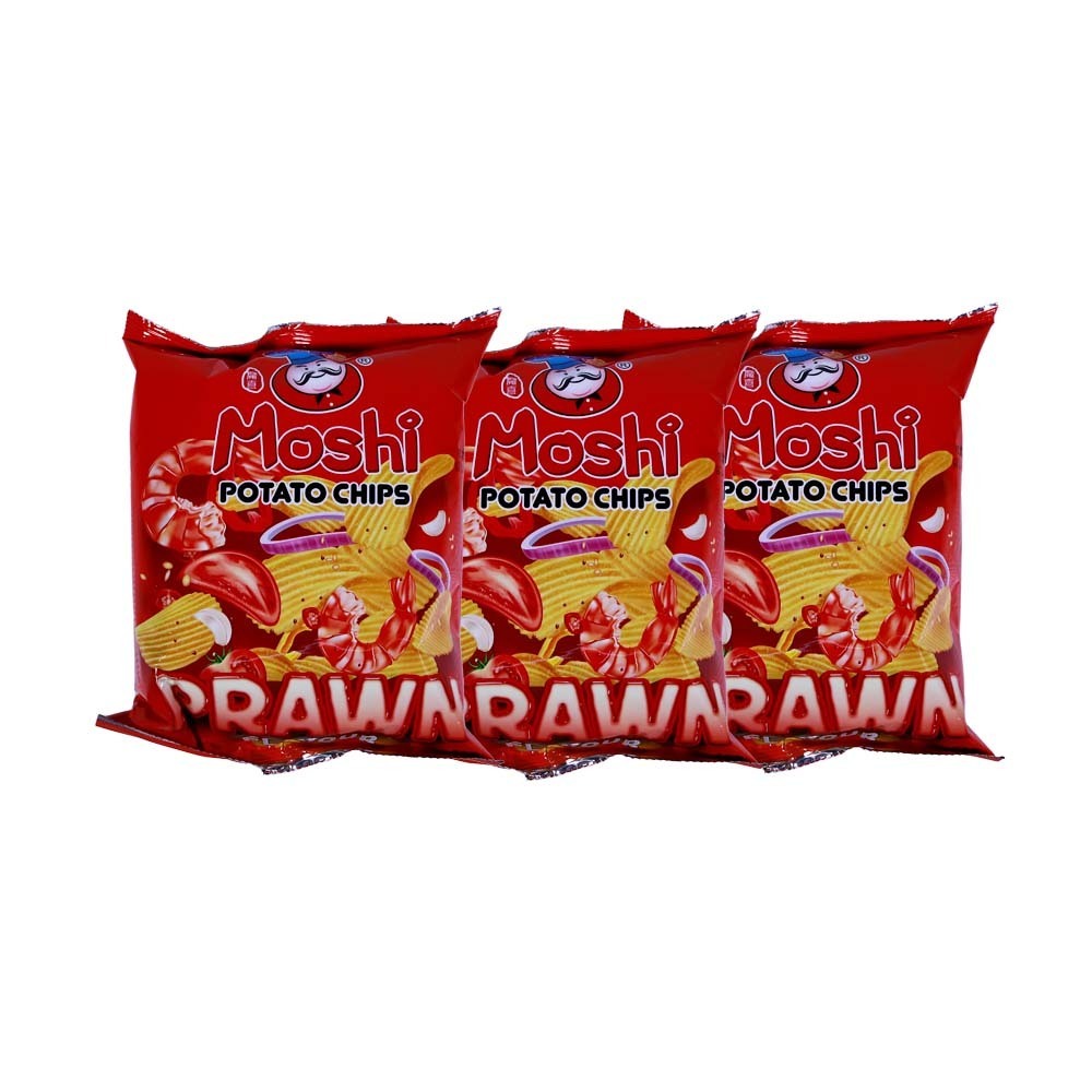 Moshi Fried Potato Chips Prawn Flavour 65G x 3