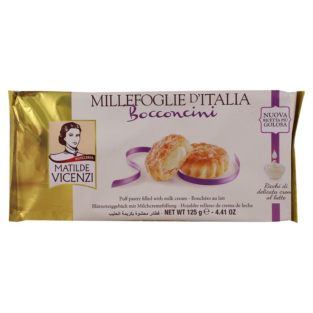 Vicenzi Puff Pastry Filled With  Milk Cream 125G