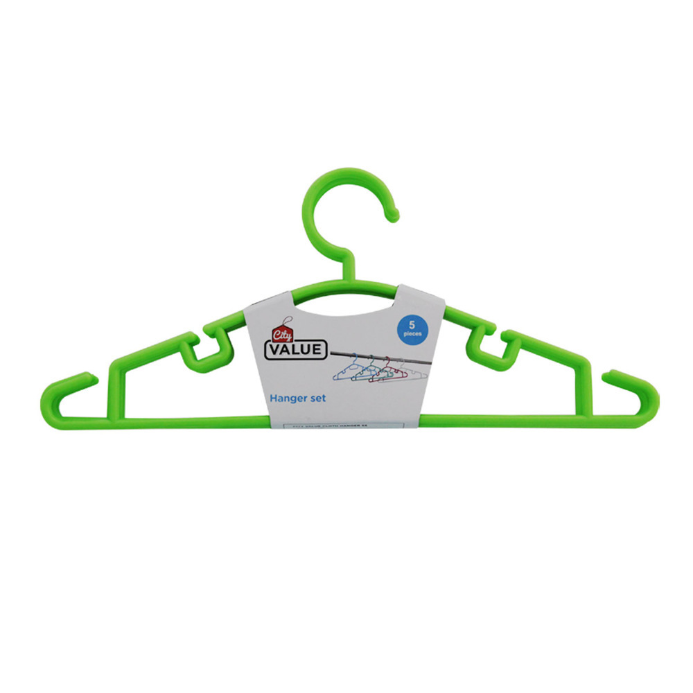 City Value Cloth Hanger 5PCS 41X18CM Lime B20141