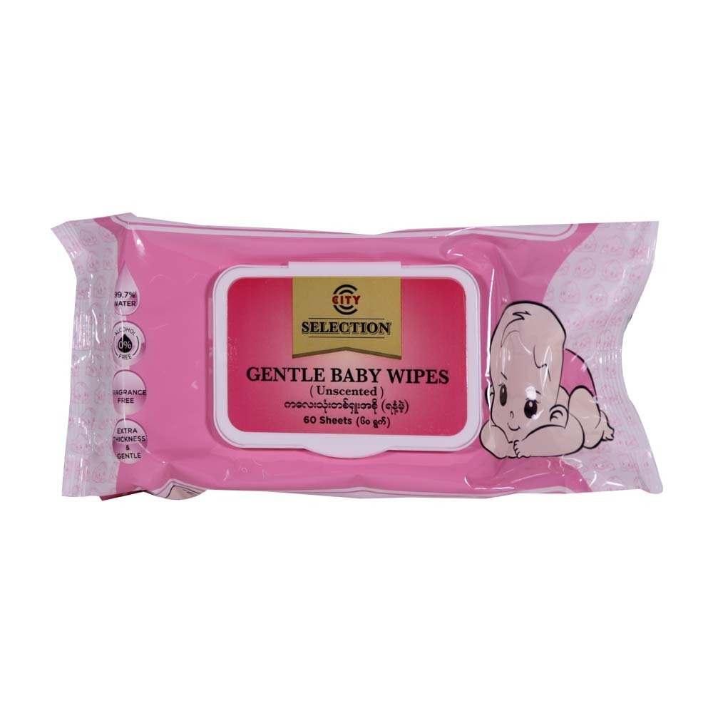 City Selection Gentle Baby Wipes Unscented 60PCS