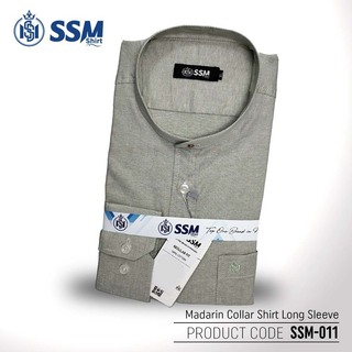 Madarin Collar Shirt Long Sleeve SSM-O-M-L-030 (Dark Brown) Double Extra Large