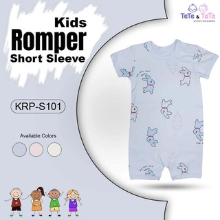 Te Te & Ta Ta Short Romper Short Sleeves Blue 0-3 Months (3Pcs/1Set) KRP-S101