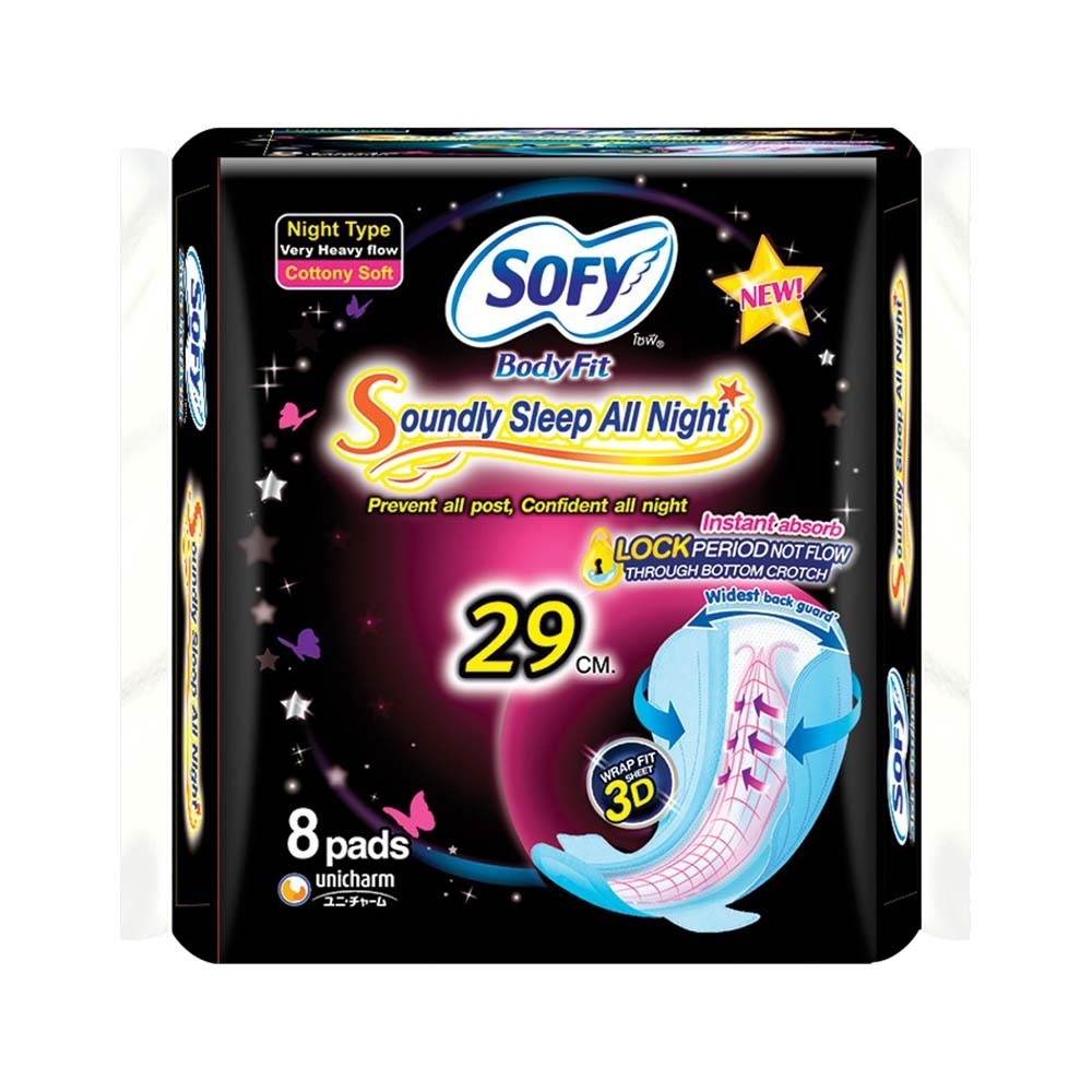 Sofy Body Fit Night Slim Wing Cottony Soft 29cm 8PCS