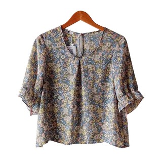 Kudos Floral Chiffon Blouse Purple B-003-PP Medium