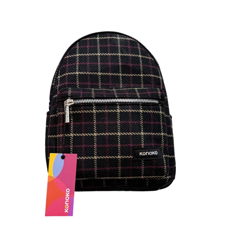 Konoko Cotton Mini Backpack Medium (Black Pattern)
