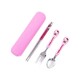 Kids Stainless Steel Spoon, Fork & Chopstick Set Pink