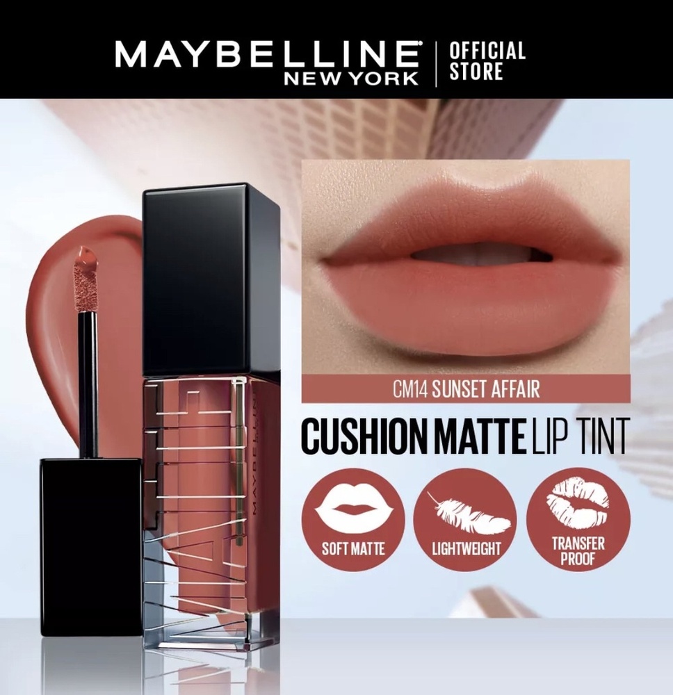 Maybelline Color Sensational Cushion Matte Liquid Lips 6.4ML Cm 14 Sunset Affair