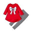 Toddler Girl Christmas Bowknot Print High Low Long-Sleeve Tee And Houndstooth Leggings Set 2PCS 20500566
