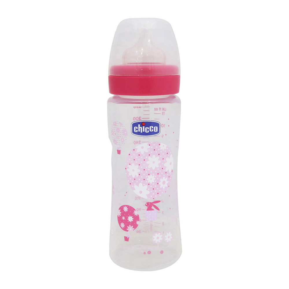 Chicco Baby Well-Being Feeding Bottle 330ML Pink (4M+)