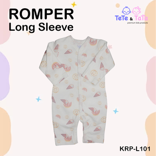 Te Te & Ta Ta Long Romper Short Sleeves Pink 3-6 Months (3Pcs/1Set) KRP-L101