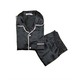 Bambi Women Silk Pajamas One Set Black AA0015 Large