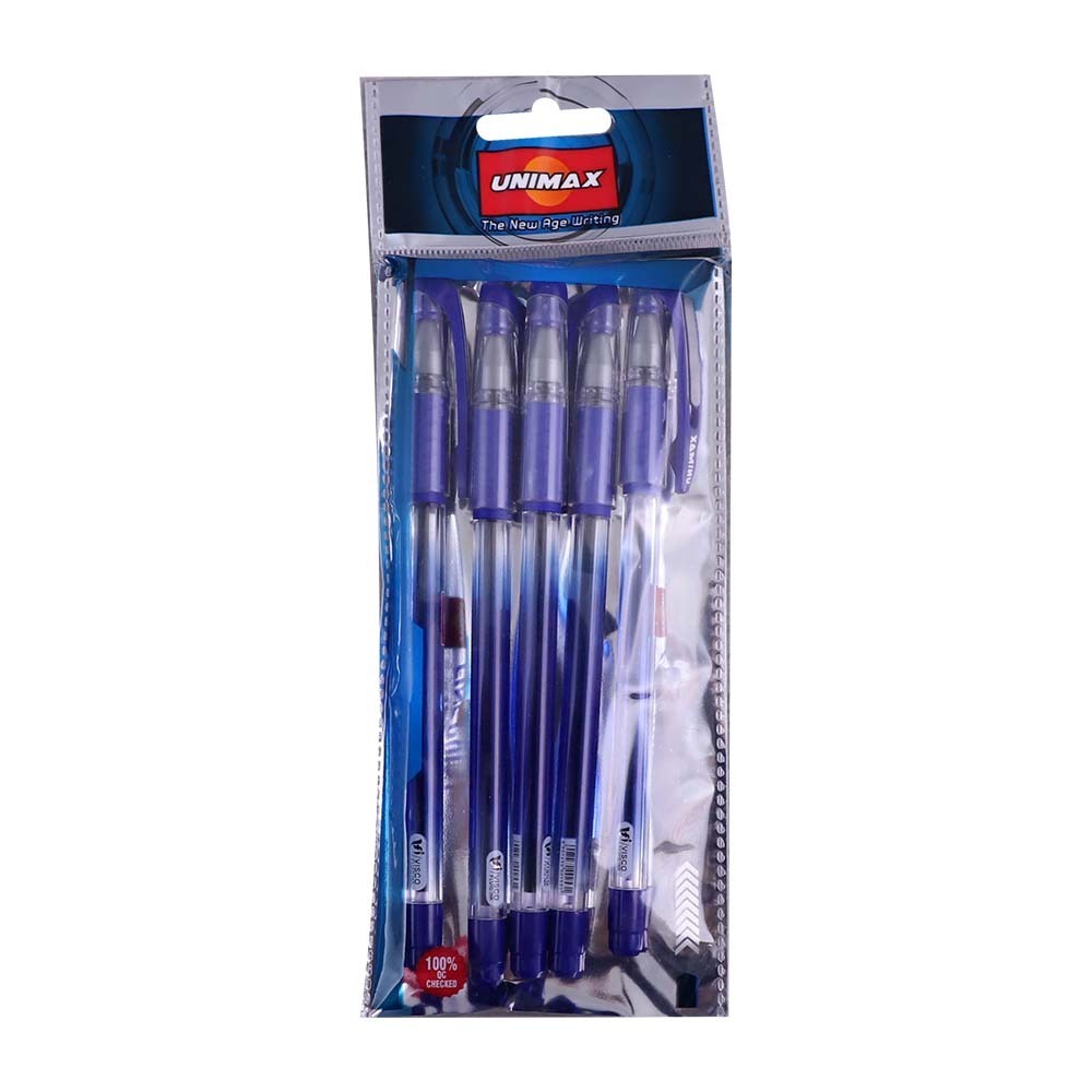 Unimax Ball Pen Fine Point Blue 5 PCS