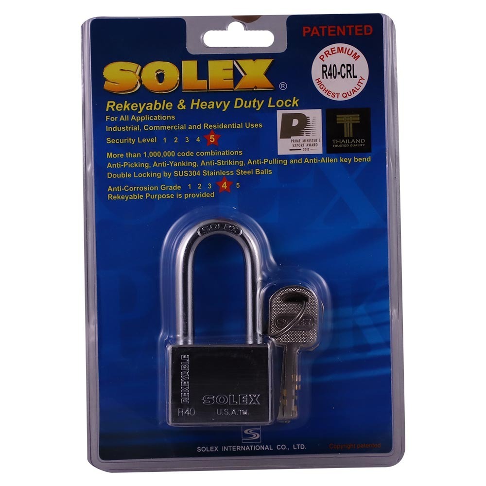Solex Top Security Steel Lock With  Long Neck 40MM