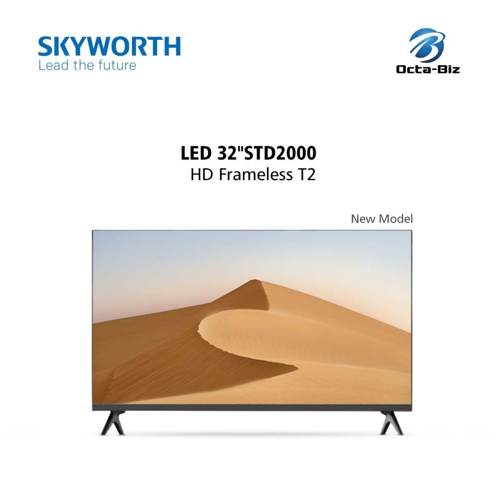 Skyworth LED 32” HD Frameless T2  Black 32 STD2000