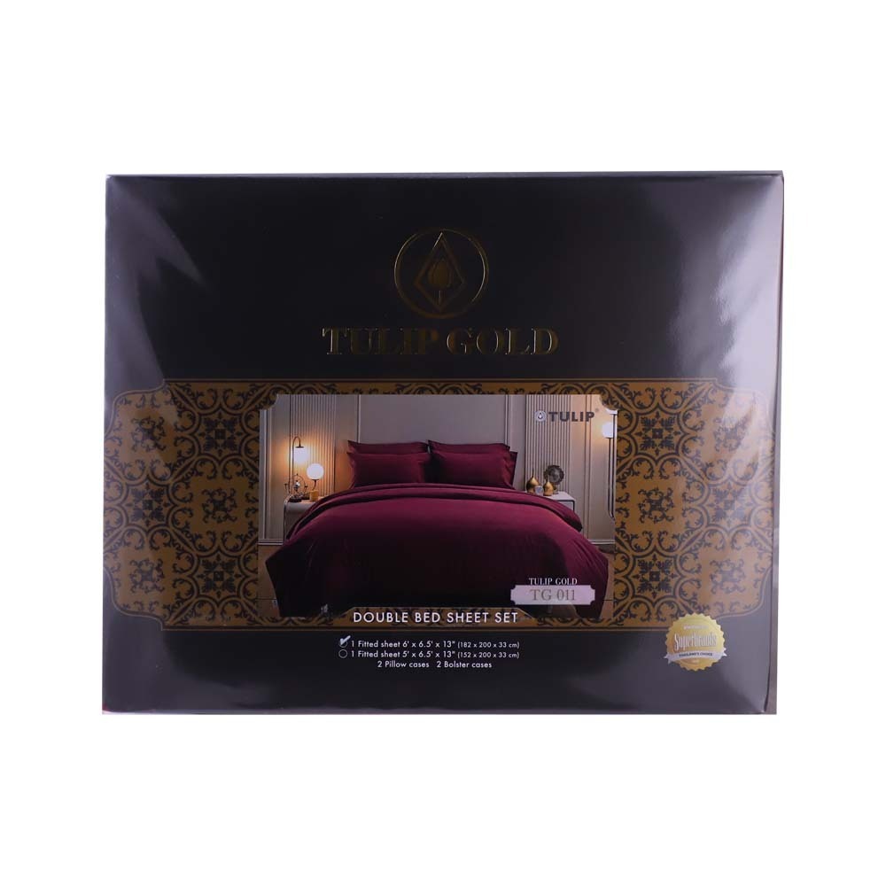 Tulip Gold Bed Sheet 5PCS 6X6.5FTx13IN TG011 (Fit)