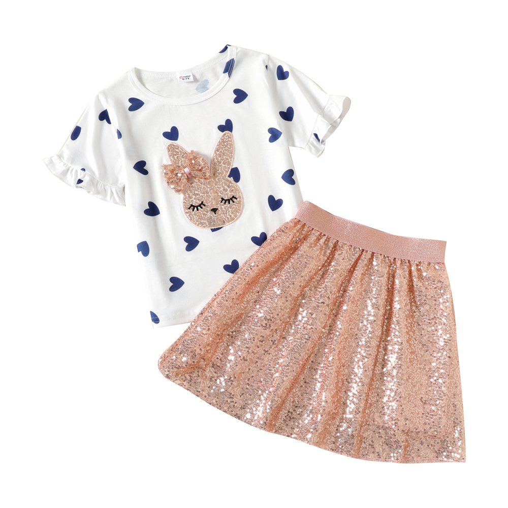 Kid Girl Unicorn Letter Print Skirt Set (4-5 Years) 20242450