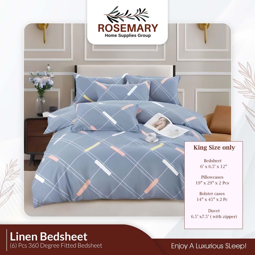 Rosemary Linen Bedsheet Set with Blanket RM-LN-BSD-7PCS-1001 (LN-07)