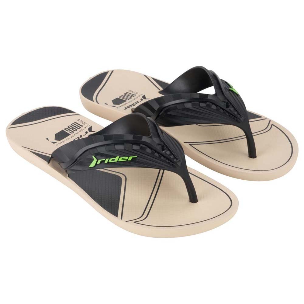 Rider Way Logomania II Thong A Flip (No-9) Beige, Black & Green 212388BB08509